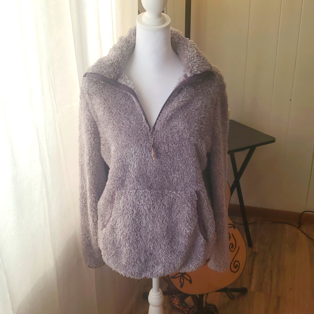 Life Integrity Earth Lavender Grey women's 3/4 zip sherpa